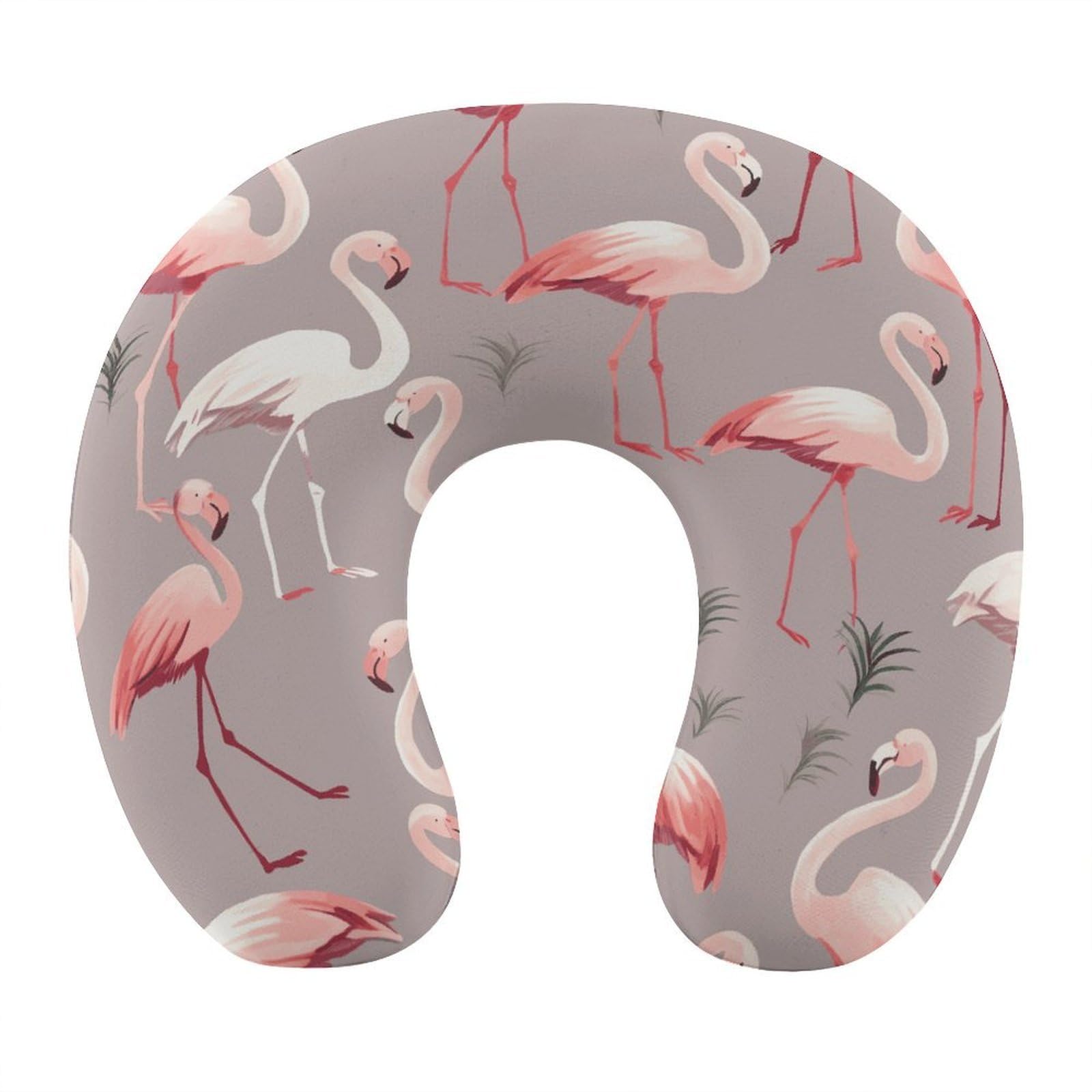 FekiLoot Pink Flamingo Pattern Travel Pillow,U Shaped Office Napping Pillow Support Neck and Head Comfortable Travel Neck Pillow U Shape Sleeping Essentials for Long Haul Flights