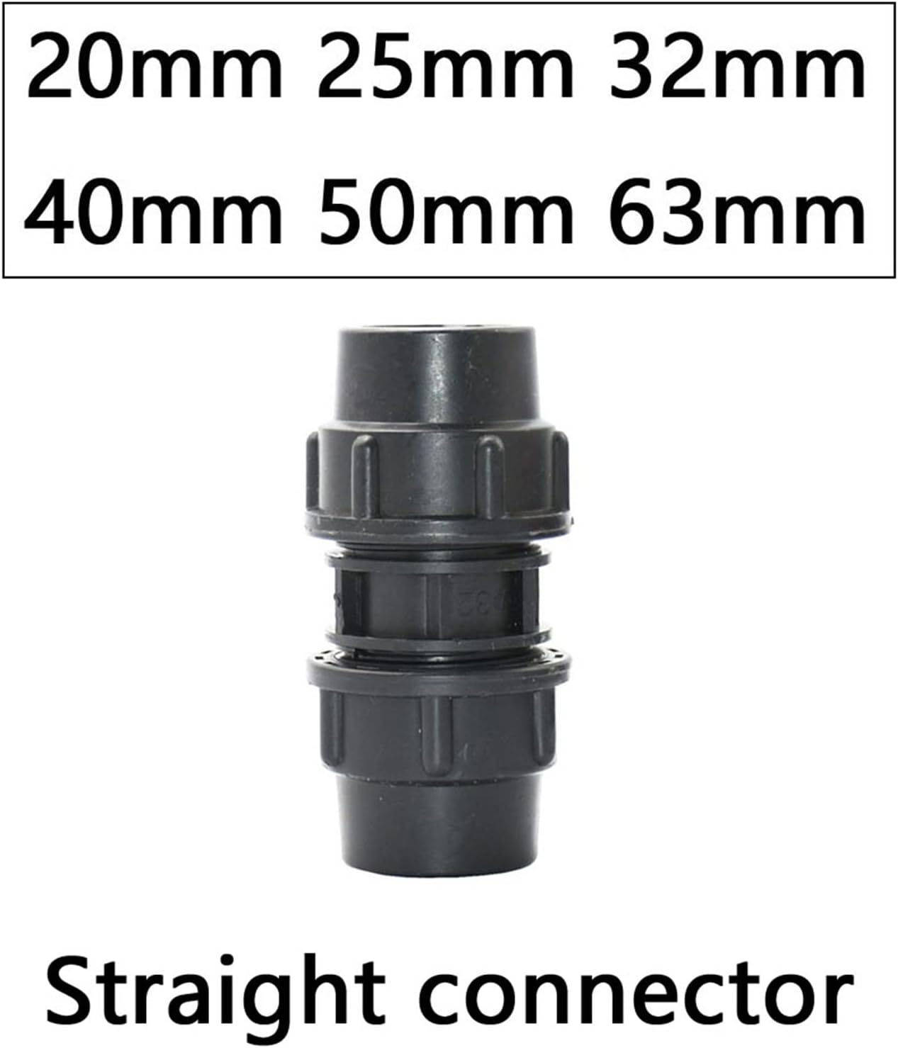 20/25/32/40/50/63mm Tube Tap Water Splitter Tee Elbow Plug Coupler Plastic Quick Valve Connector Irrigation Pipe Fittins 1Pcs (Color : Direct connector, Size : 63MM)