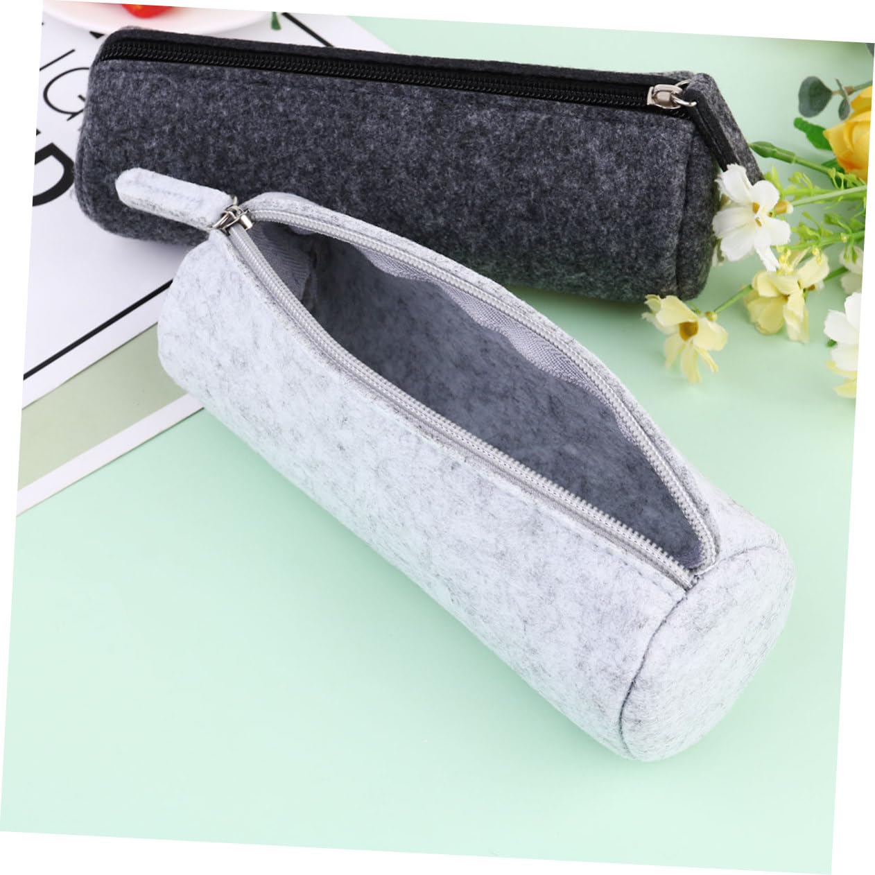 Housoutil 3 Set Astuccio Organizer Multifunzionale Per Cancelleria E Cosmetici Trousse Grigie E Grigie Scure Resistente E Facile Da Per Ufficio E Scuola 4 Pezzi * 3
