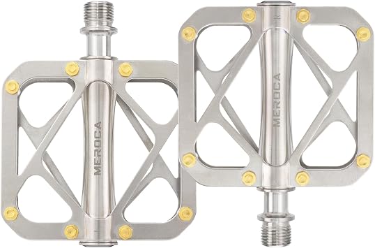 Mountain Bike Pedal Full Titanium Body Road Bike Pedal Large Platform Pedal with 3 Sealed Bearing Anti-Skid Pedal Bicycle Pedals of 9/16 inch