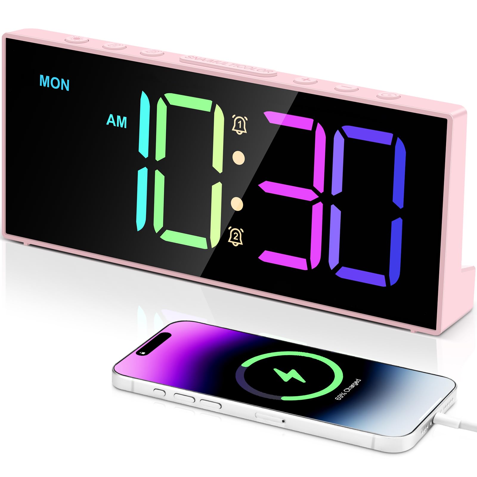 Digital Alarm Clocks,Large Big Numbers Cute clocks for Bedrooms,college dormitories,Teens,Modern Décor Plug in Clock with USB Charger Port Adjustable