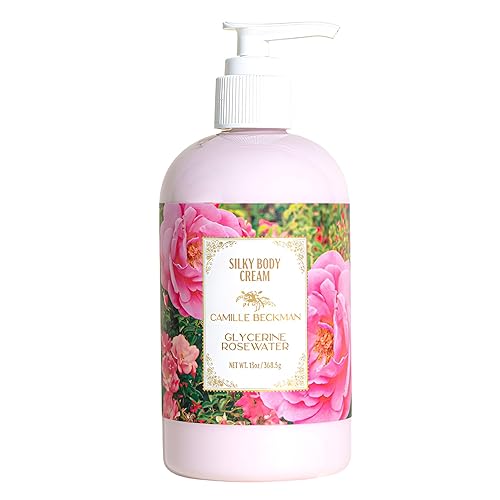 Camille Beckman Crema corporal sedosa, glicerina agua de rosa, 13 onzas