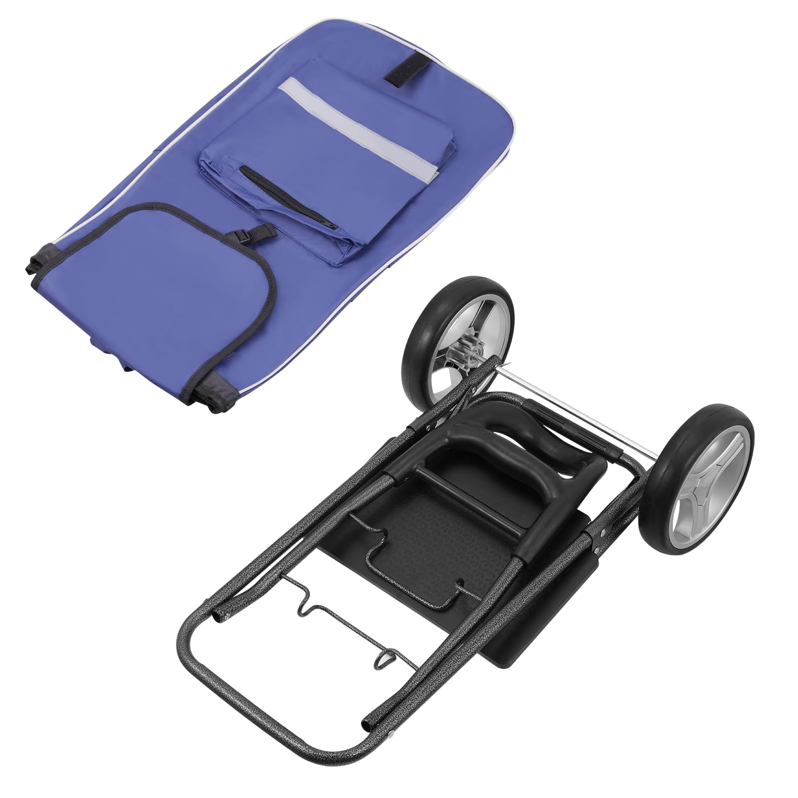 Trolley per la spesa 3 in 1, grande 45 l, carrello della spesa con vano frigorifero, borsa per la spesa con ruote, borsa pieghevole rimovibile, carrello per la spesa, impermeabile