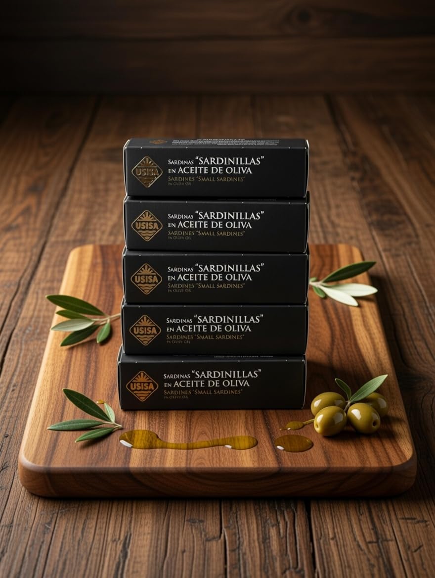Sardinillas en Aceite de Oliva de USISA - Conserva de Pescado | Pack de 5 Latas de 120g