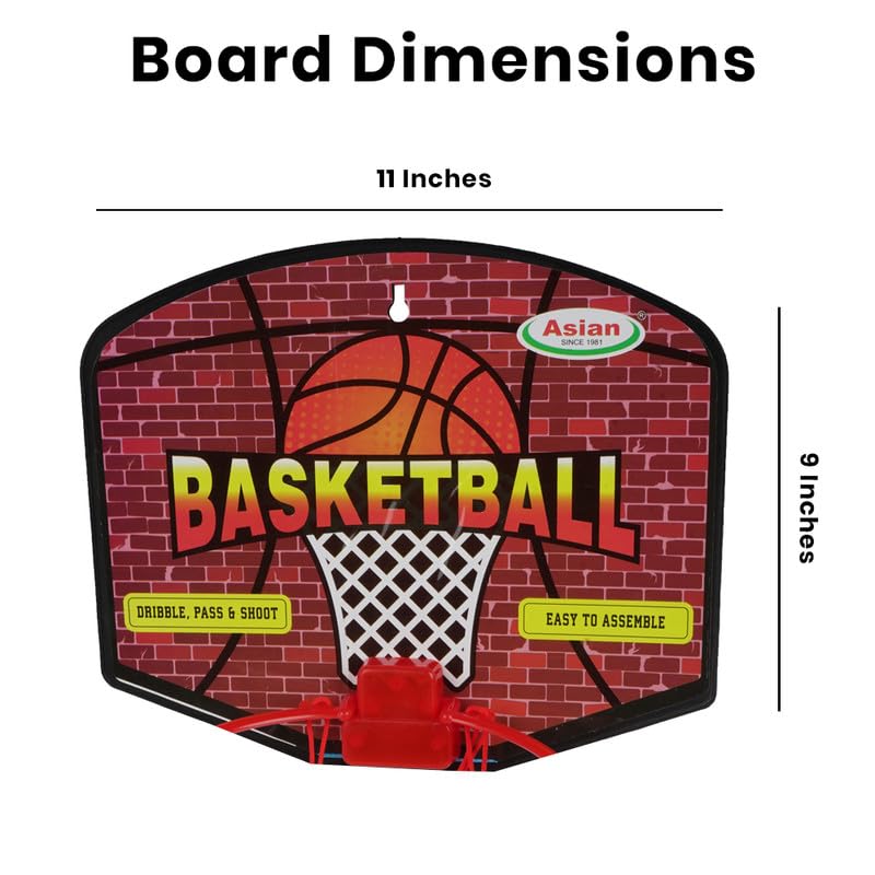 Image of Asian Portable Plastic Basketball with Hoop for Kids Multicolor (Basic Theme)