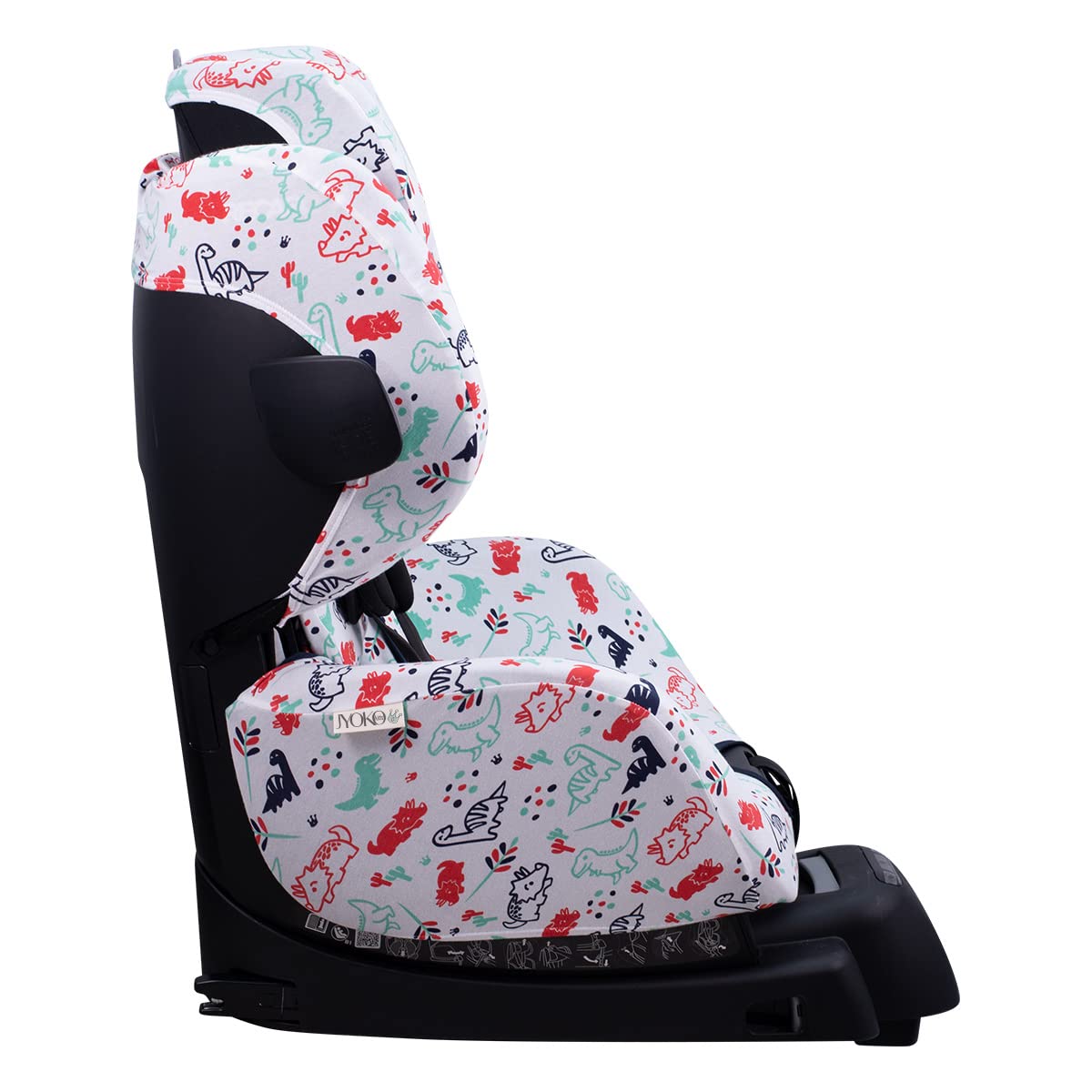 JYOKO KIDS Rivestimento per seggiolino auto in cotone compatibile con Recaro Zero e Recaro Optiafix (Dino Party)