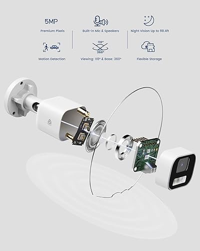 Miniatura 7 de Cámara de seguridad adicional PoE de 5MP, cámara CCTV con cable para interiores y exteriores con detección de humanos/vehículos, visión nocturna a