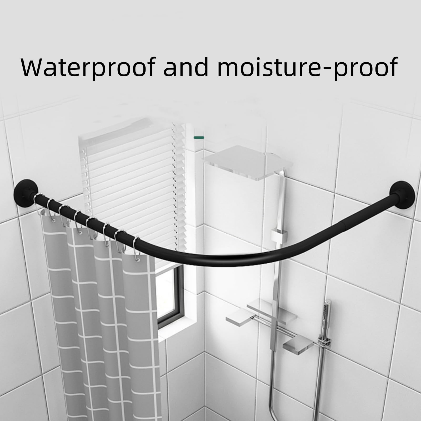 Tringle à rideau de douche sans perçage en forme de L, réglable en acier inoxydable, support de rail de rideau de douche adapté au dressing de salle de bain(75-95x75-95cm)