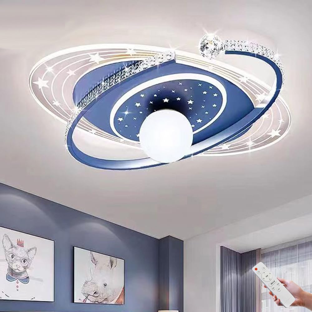 Lampa sufitowa LED z pilotem zdalnego sterowania, nowoczesny design gwiazdy i księżyca, do pokoju dziecięcego, metalowe i akrylowe, kreatywne oświetlenie pierścieniowe do sypialni i salonu
