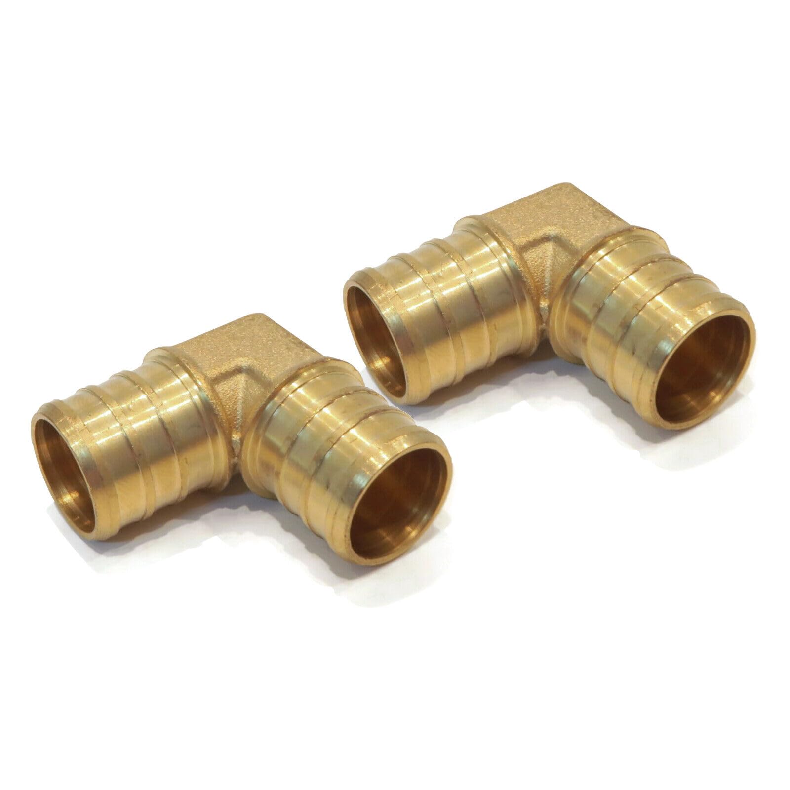 for (2) 3/4" x 3/4" PEX 90 DEE Brass Elbows Fitting Barbed Coupler Lead