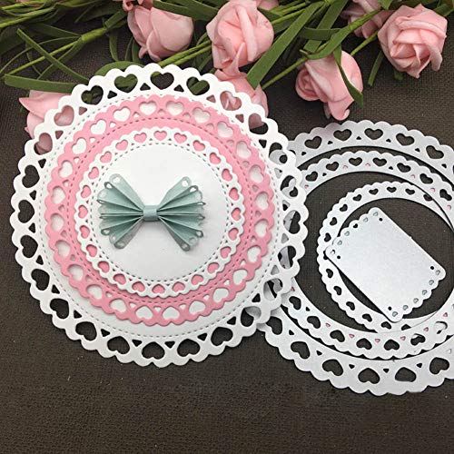 Lai-LYQ - Plantillas de metal con forma de corazón para manualidades y álbumes de recortes, color plateado