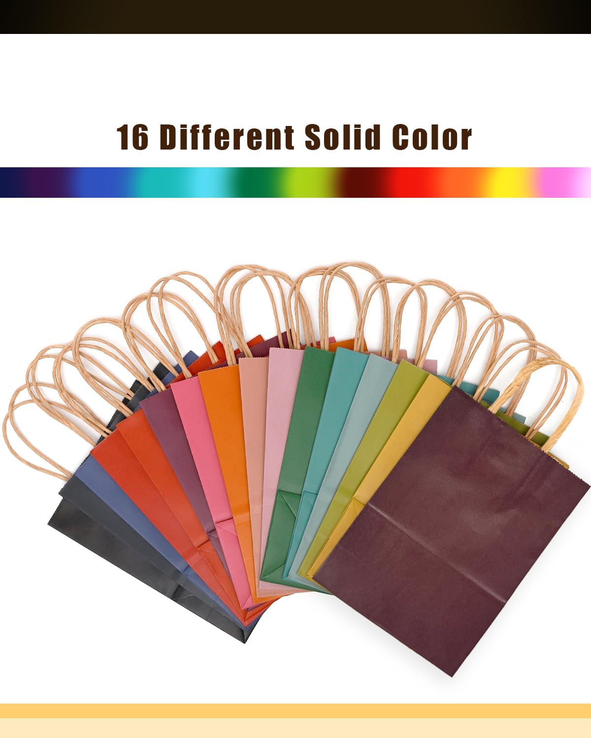 qiqee 100Pcs Medium Size Paper Gift Bags with Handles - 11"x8.3"x4.3" Kraft Small Party Bags - 16 Solid Colors - Image 4