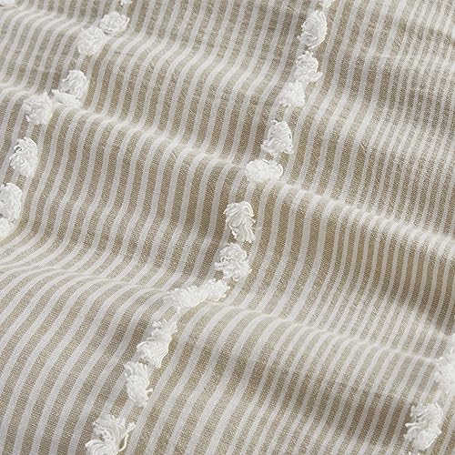 Image of Harbor House Cotton Comforter Set - Trendy Tufted Textured Design, All Season Down Alternative Cozy Bedding with Matching Shams, Anslee Pom Pom Taupe King /Cal King(110 inchx96 inch) 3 Piece