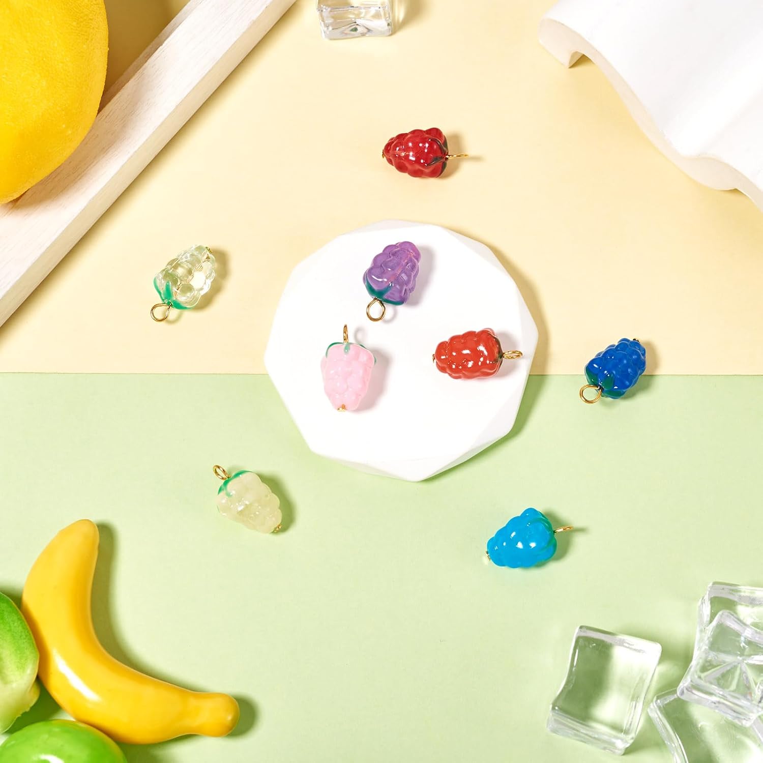 Beadthoven Lampwork Glass Grape Charms for Jewelry Making Colorful 3D Grapes Fruit Dangle Charms Tiny Handmade Fruit Food Pendants for Bracelets Necklace Earrings Keychains DIY Crafts Supplies - Image 6