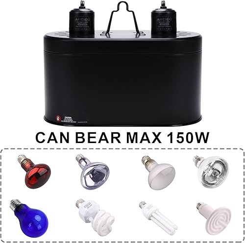Miniatura 11 de Aiicioo Lámpara de reptil – Cúpula de luz profunda 5.5 pulgadas UVB lámpara de calor reptil lámpara de reptil Max 100W tortuga leopardo Gecko