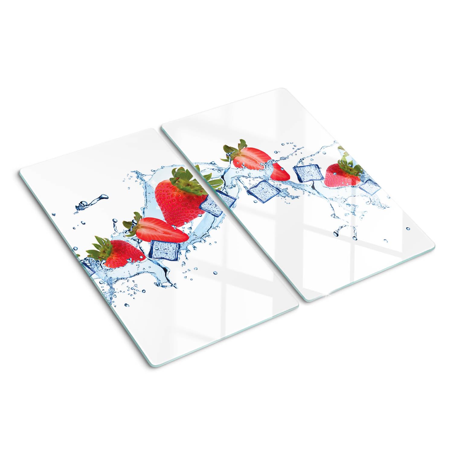 Planche de cuisine en verre d'art floral symétrique aux finitions haut de gamme
