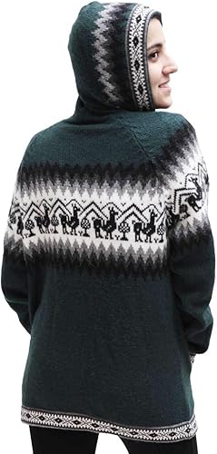 Miniatura 3 de Little Llamas Chaqueta Sudadera con Capucha de Lana de Alpaca Tejida