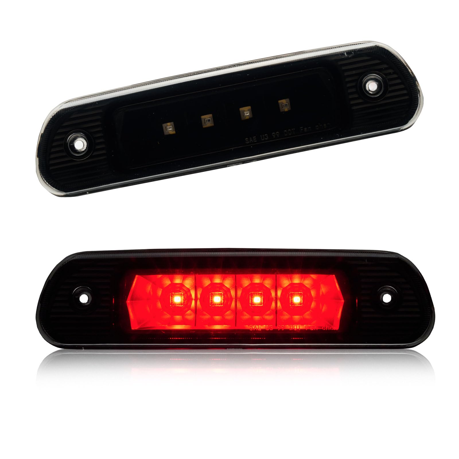 Third 3rd Brake Light LED for 1999-2004 Jeep Grand Cherokee, High Mount Rear Brake Lights Assembly for 99-04 Grand Cherokee, Waterproof Center Cab Lamp Stop Light (Black)