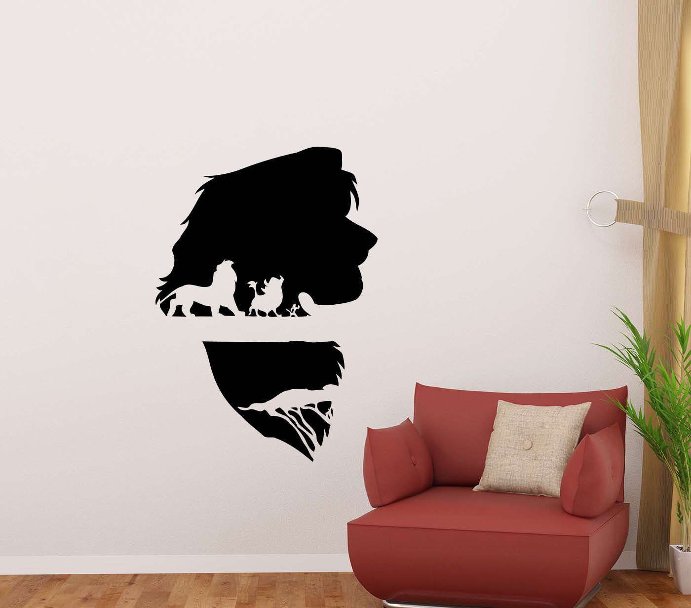 CVANU Lion King Wall Decal Simba Timon Pumbaa Movie Disney Cartoon Vinyl Sticker Home Room Bedroom Decor Nursery Poster Art Mural Custom Print 90