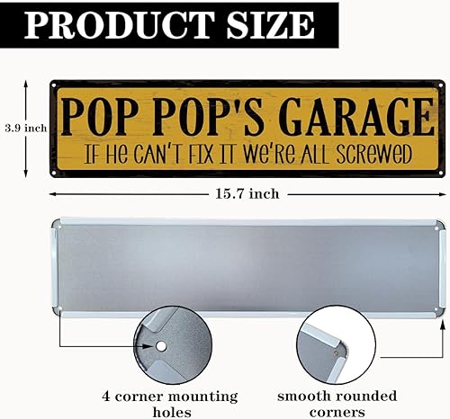 Miniatura 2 de Regalo de metal para el día del padre, letrero de metal retro, decoración de cueva de hombre, garaje pop pop, If He Can't Fix It We're Screwed,