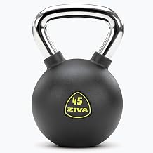 ZIVA Premium Kettlebell Commercial Grade Rubber Urethane Coated Free Weights for Strength, Conditioning, Home Gym Workouts Alloy Steel Grip Available 550 lbs
