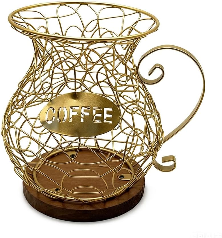 Round Base Coffee Storage Rack Metal Wire Coffee Pods Dispenser Coffee Station Organizer for Countertop Storage Basket