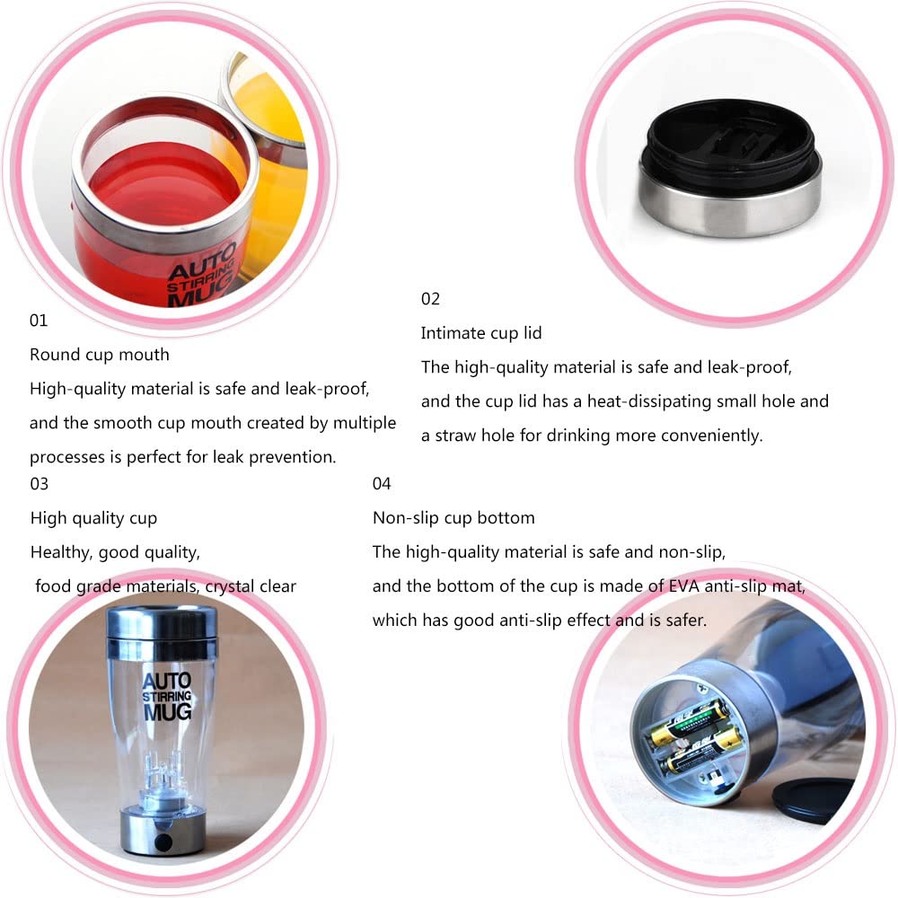 PAHION 2 Stück Elektrischer Eiweiß Shaker Creative Proteinshaker Kreative ​Tornado Shaker Cup Protein Shaker-Flasche Batteriebetrieben Für Proteinpulver Milch Zucker Kaffee Andere Pulver 400Ml
