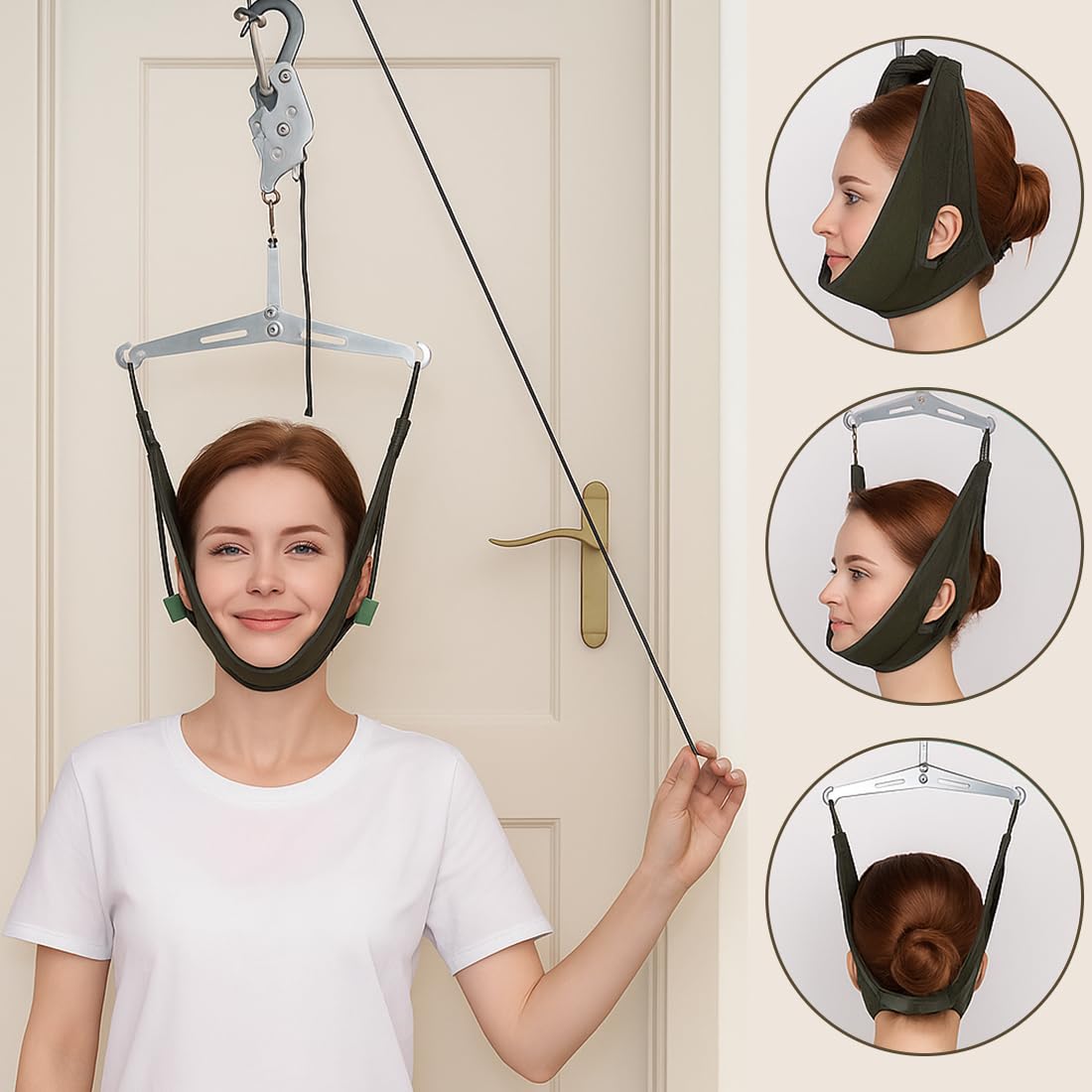 Dispositif de Traction du Cou Cervical, Tracteur de Vertèbre Cervicale Ménager, Dispositif de Traction de Fixation de Soutien du Cou pour Soulager la Douleur des Maux de Cou(Gris