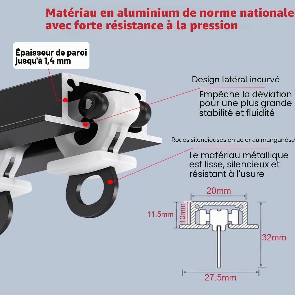 Rail Rideaux Invisible Encastré, Rail De Rideau Robustes Avec Silencieuses Roulettes, Rail De Plafond En Aluminium Pour Séparation De Pièce De 70 À 600 Cm(White,6.0FT/180CM)