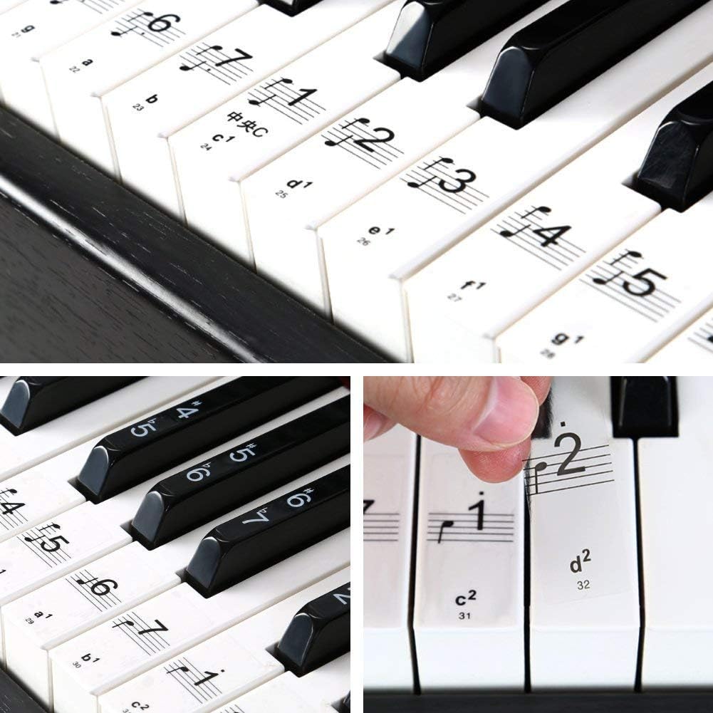 Piano Stickers Keyboard Note Full Set Stickers for White and Black 88 Keys, 2 Packs