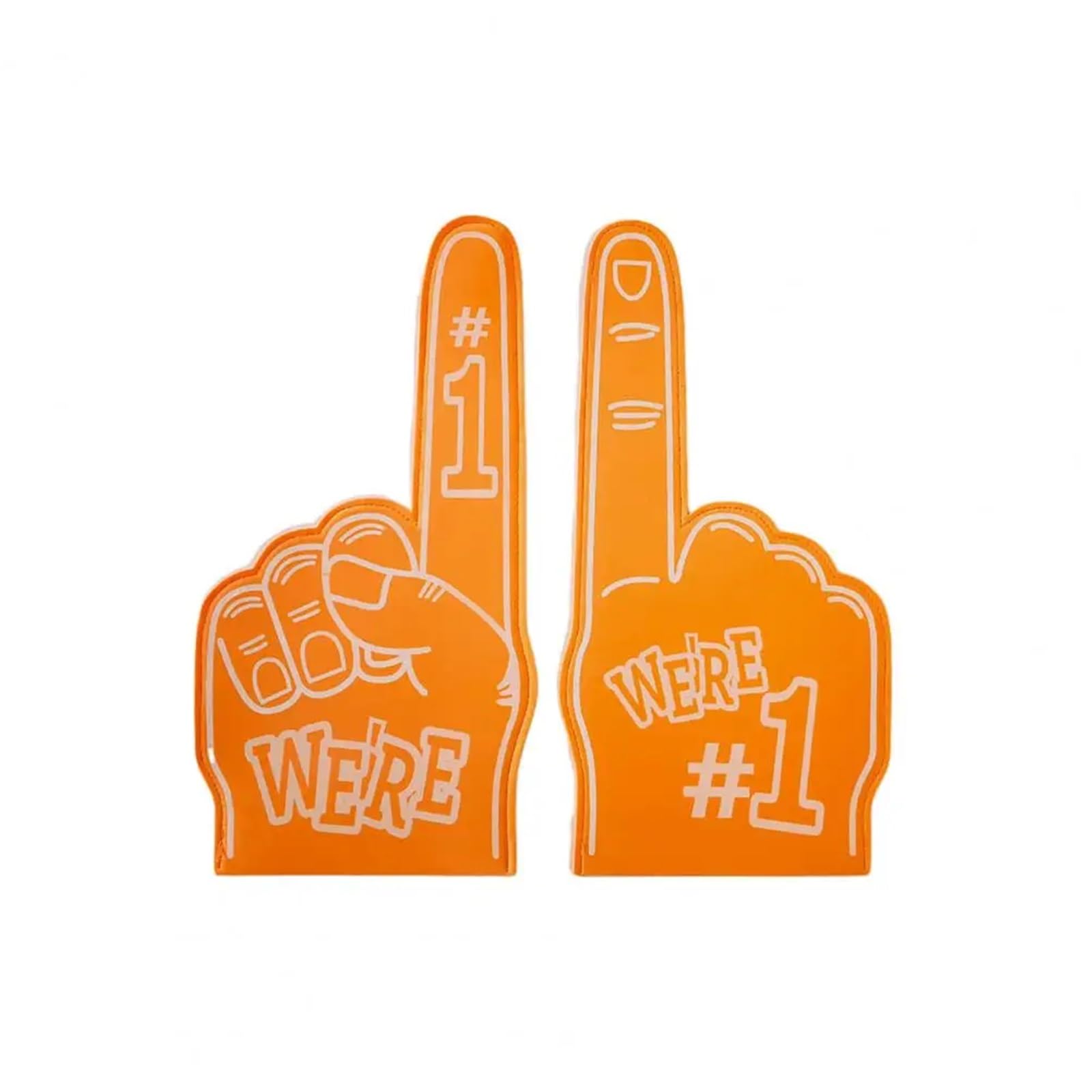 2pcs Cheerleading Foam Finger We're Number 1 Hand Sports Events Celebration Victory Fan Cheering Prop for Parties Celebration(Orange)