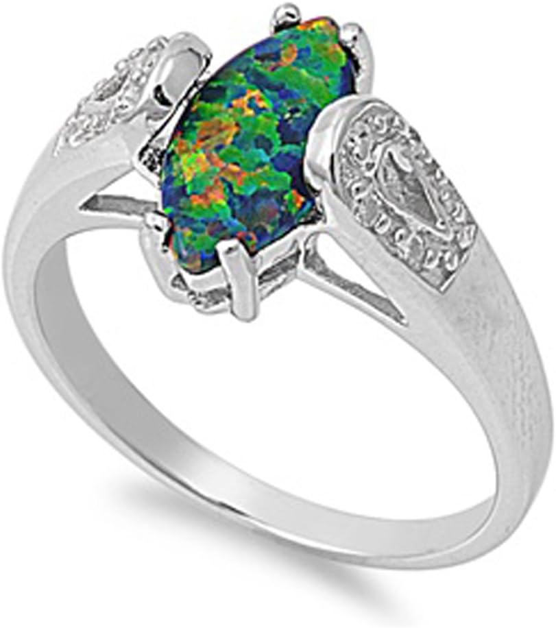 CHOOSE YOUR COLOR Sterling Silver Marquise Ring