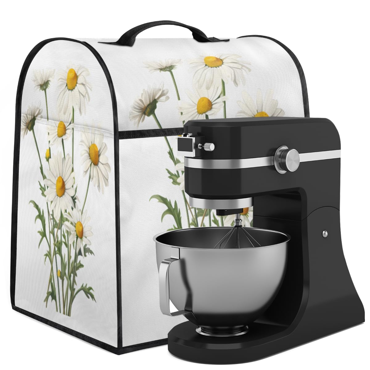 Coffee Maker Cover White Daisy Flower Kitchen Appliance Covers Small Appliance Covers Blender Cover Juicer Cover Dust Covers for Kitchen Appliances with Top Handle and Pockets,Washable,B893