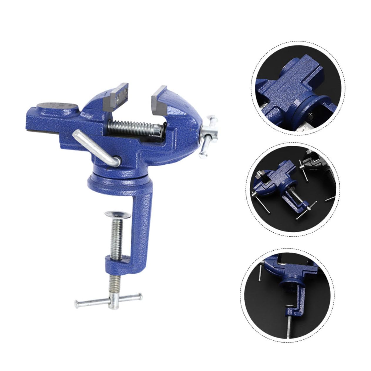 Étau D’établi Rotatif de Petite Taille 360 Degrés, Bleu