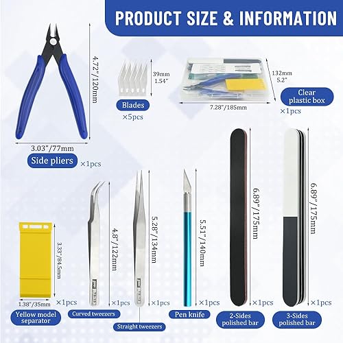 Miniatura 2 de Bigstone Kit de herramientas de construcción de hobby de 13 piezas, herramientas básicas de bricolaje para automóviles, aviones, edificios, robots,