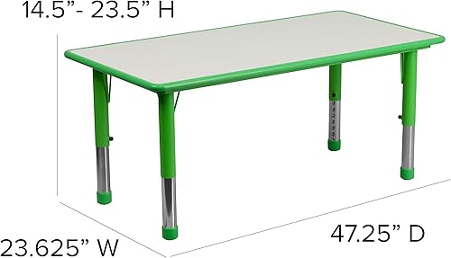 Miniatura 2 de EMMA + OLIVER 23.625x47.25 Mesa de actividades ajustable en altura de plástico verde