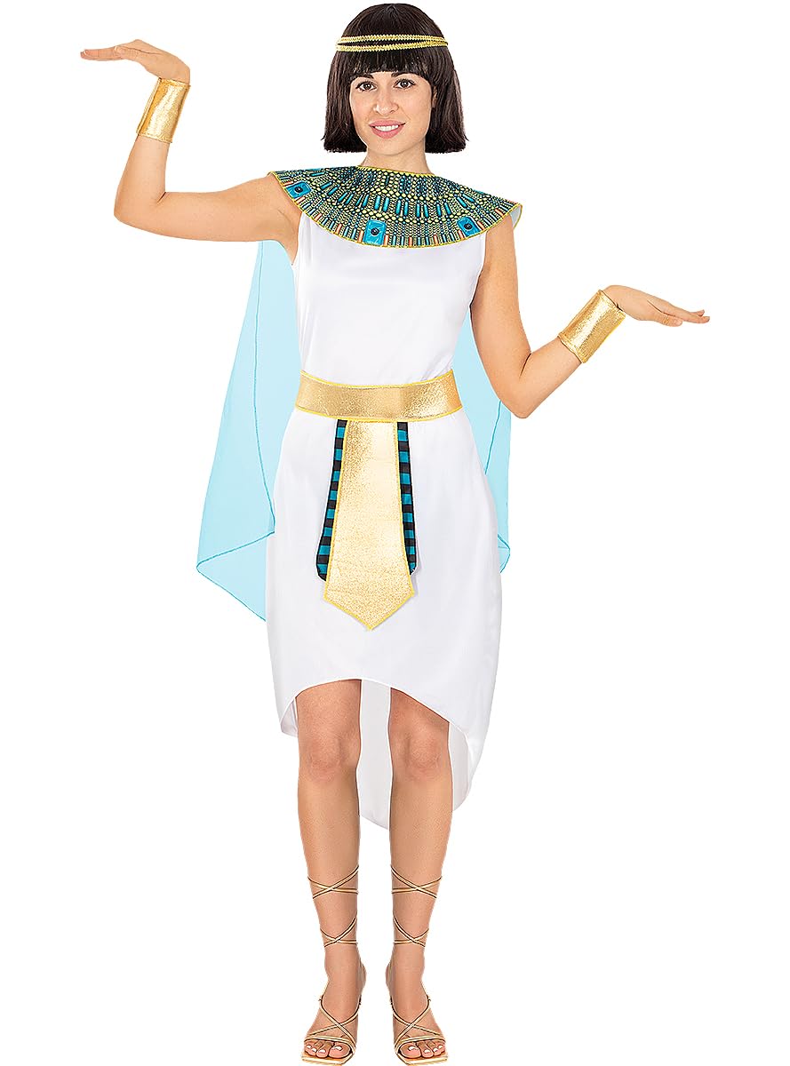 Funidelia | Disfraz de Cleopatra para mujer Egipto, Faraón, Reina del Nilo, Países - Disfraz para adultos y divertidos accesorios para Fiestas, Carnaval y Halloween - Talla S - M - Blanco