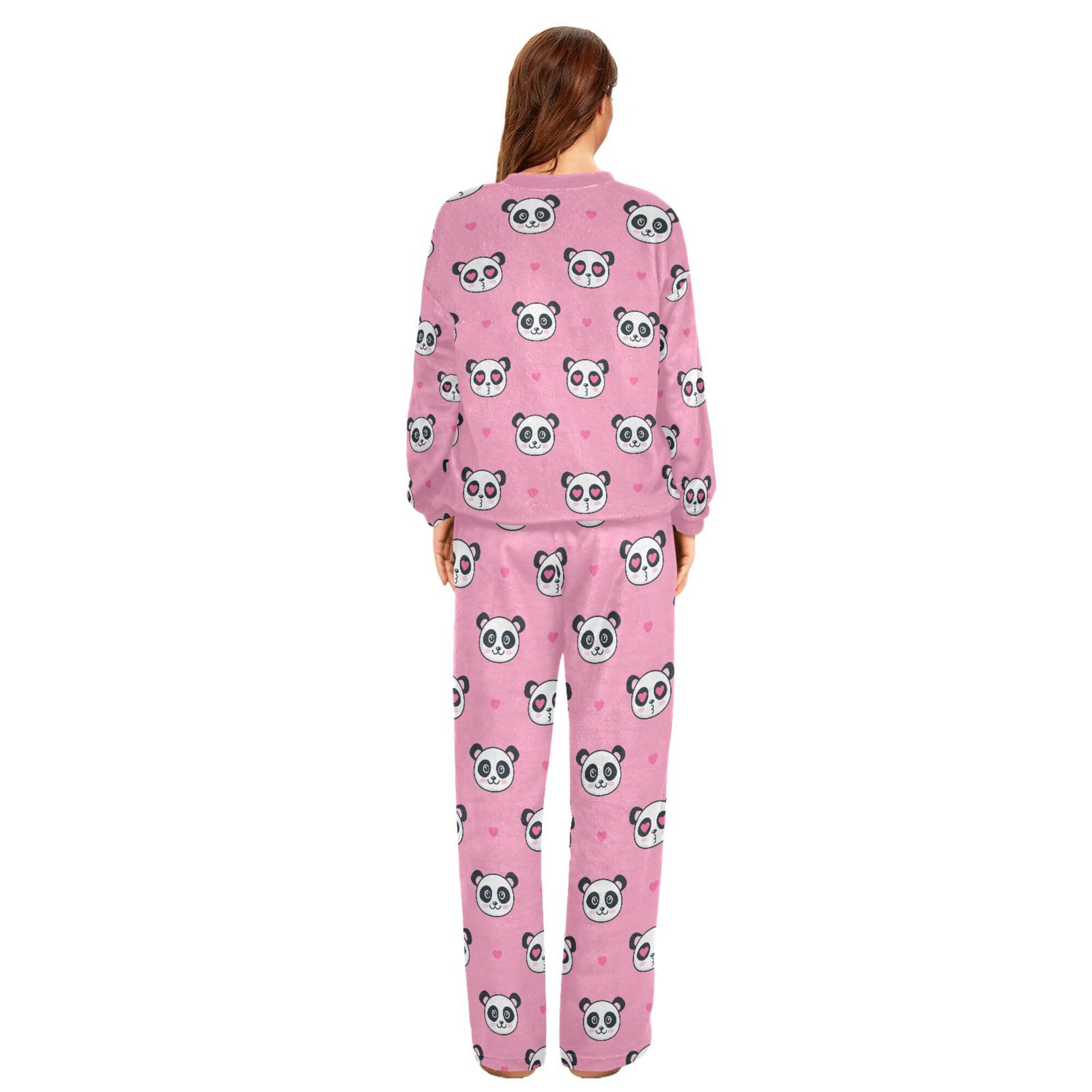 ALAZA Conjunto de pijama de forro polar para mujer, elegante gato, manga larga, ropa de dormir de dos piezas, ropa de dormir térmica, pijama súper suave, talla S