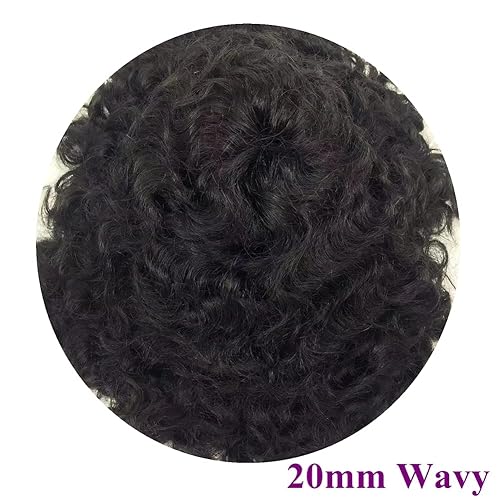 Miniatura 2 de Afro Toupee para hombres negros, sistema de tejido de pelo completo Poly PU sistema de reemplazo de cabello afroamericano unidades de cabello para