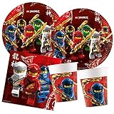 Das 52-teilige Set enthält 16 Papp-Teller mit einem Durchmesser von 23 cm, 16 Becher mit einer max. Füllmenge von 200 ml und 20 Papierservietten (33 x 33 cm)