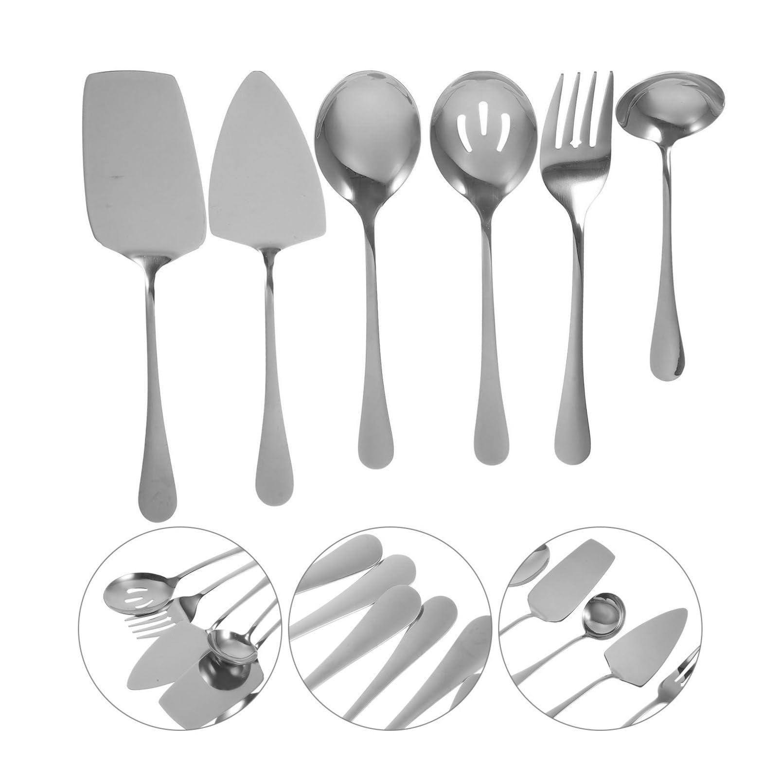 Set Posate Per Torta in Acciaio Inossidabile Utensili Da Portata Per Buffet 6 Pezzi Spatola e Cucchiai Per Dessert Adatto Per Feste e Picnic Posate Eleganti Per Formali