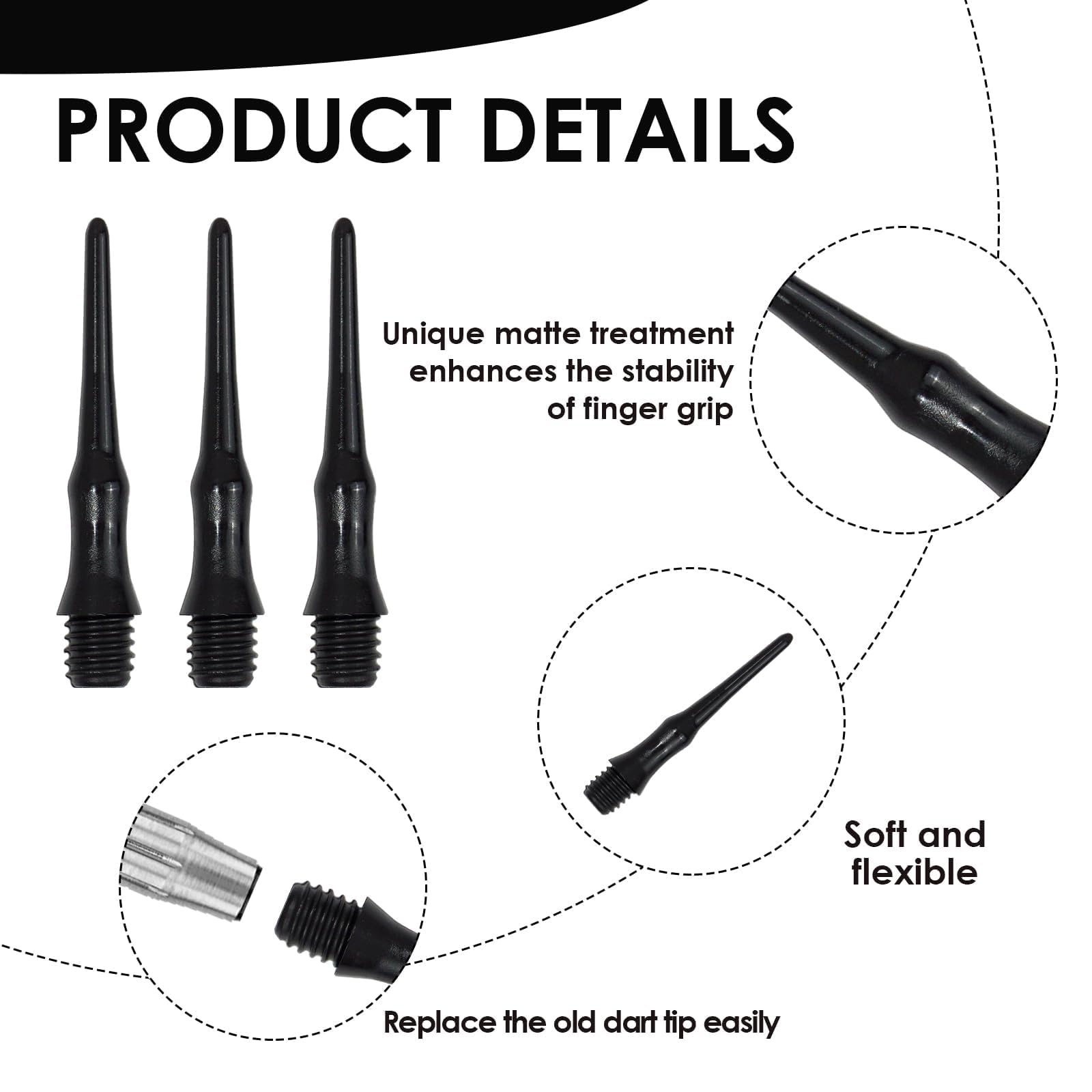 200 Pièces De Fléchettes Souples En Plastique Noir 2BA, Pointes De Flechettes A Vis Souples Et Difficiles A Casser Pour Les Amateurs De Flechettes