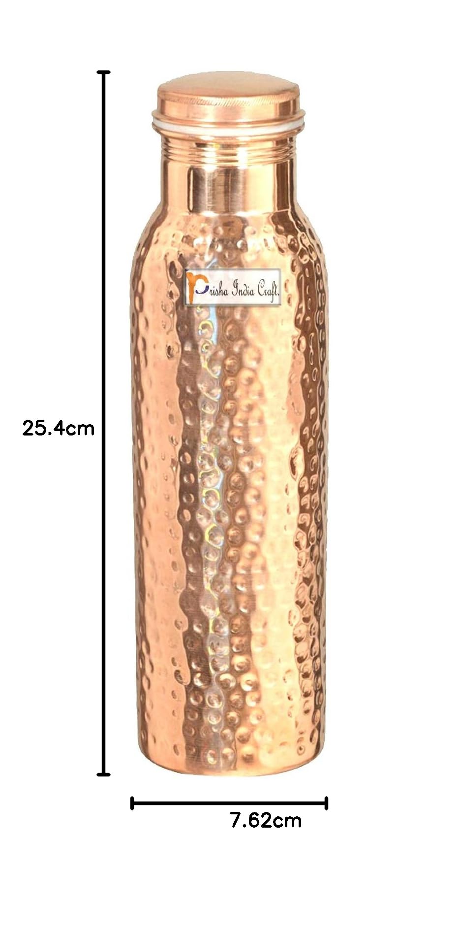 Amazon｜Prishaインドクラフト銅ボトル、槌型デザイン、容量1000 ML