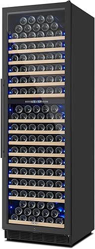 Miniatura 9 de Refrigerador de vino y bebidas de 24 pulgadas, enfriador de bebidas de vino de doble zona mejorado con puerta de vidrio y puerta francesa,
