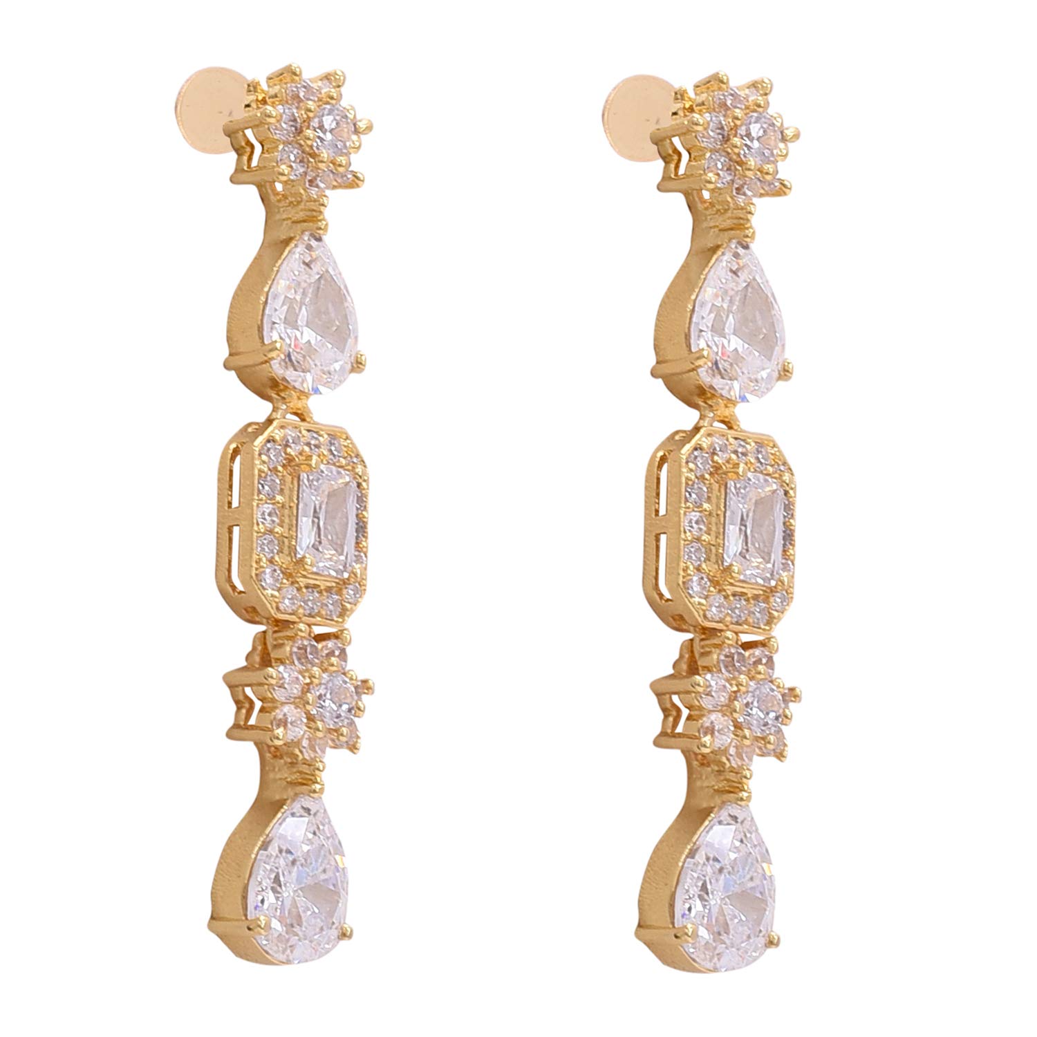 Ratnavali Jewels Set di gioielli con collana e orecchini pendenti in zirconia cubica, per matrimonio, stile Bollywood, stile indiano
