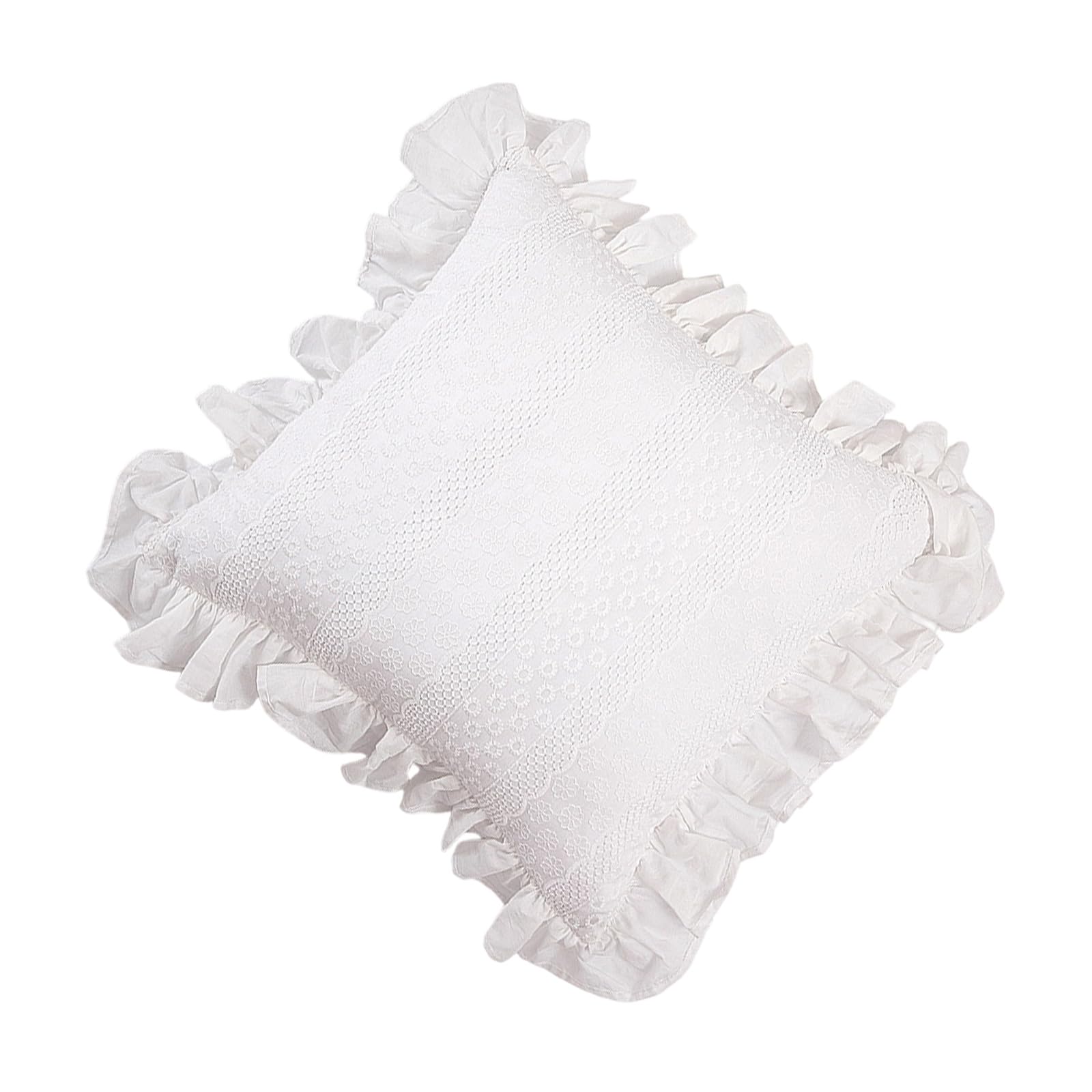 Kaeltsyn Decorative Scalloped Pillowcase Sturdy Cotton Fiber Gentle Texture Living Room Bedroom Styling Soft Breathable Cotton Bed Cover