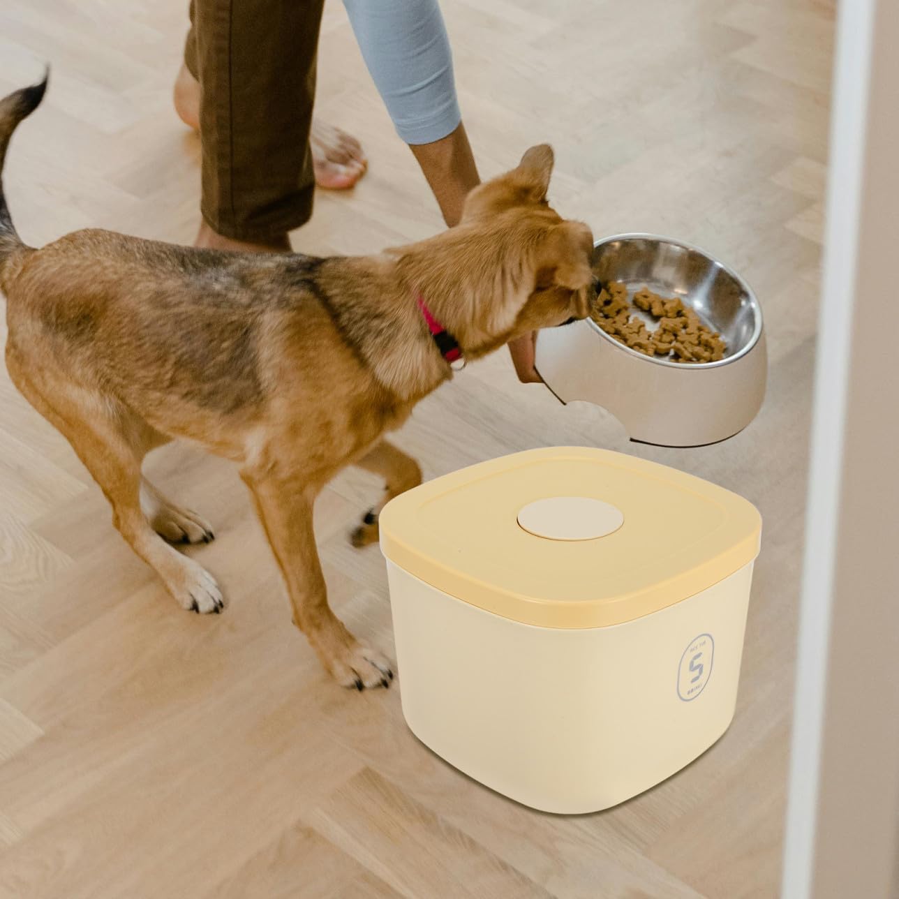 BESPORTBLE Vacuum Sealed Pet Food Storage Container Small Capacity Airtight Cat and Dog Food Bin Moisture Proof Yellow Suitable for Treats