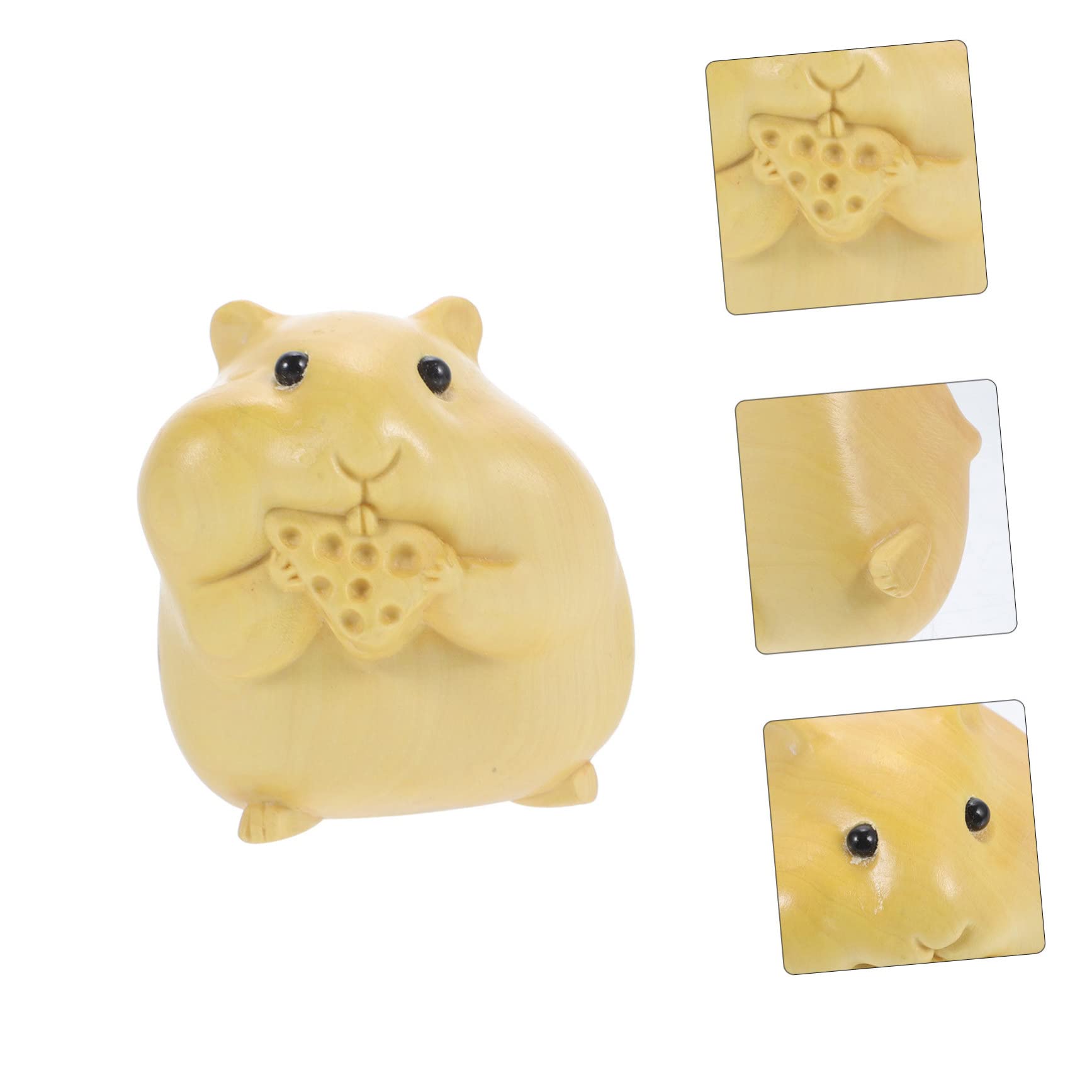 YARNOW 5pièces Figurine Bois De Hamster Sculptée Décoration Animalière Bois Artisanat Animal Statue De Rongeur pour Bureau Et Maison Adorable pour Fêtes Et Occasions Spéciales