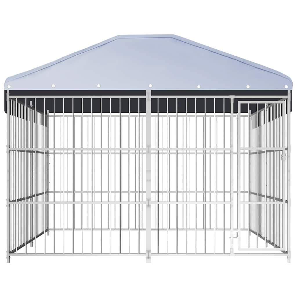 Cuccia in acciaio 300 x 300 cm con tetto | Porta con serratura, ventilazione, resistente alle intemperie, facile da montare
