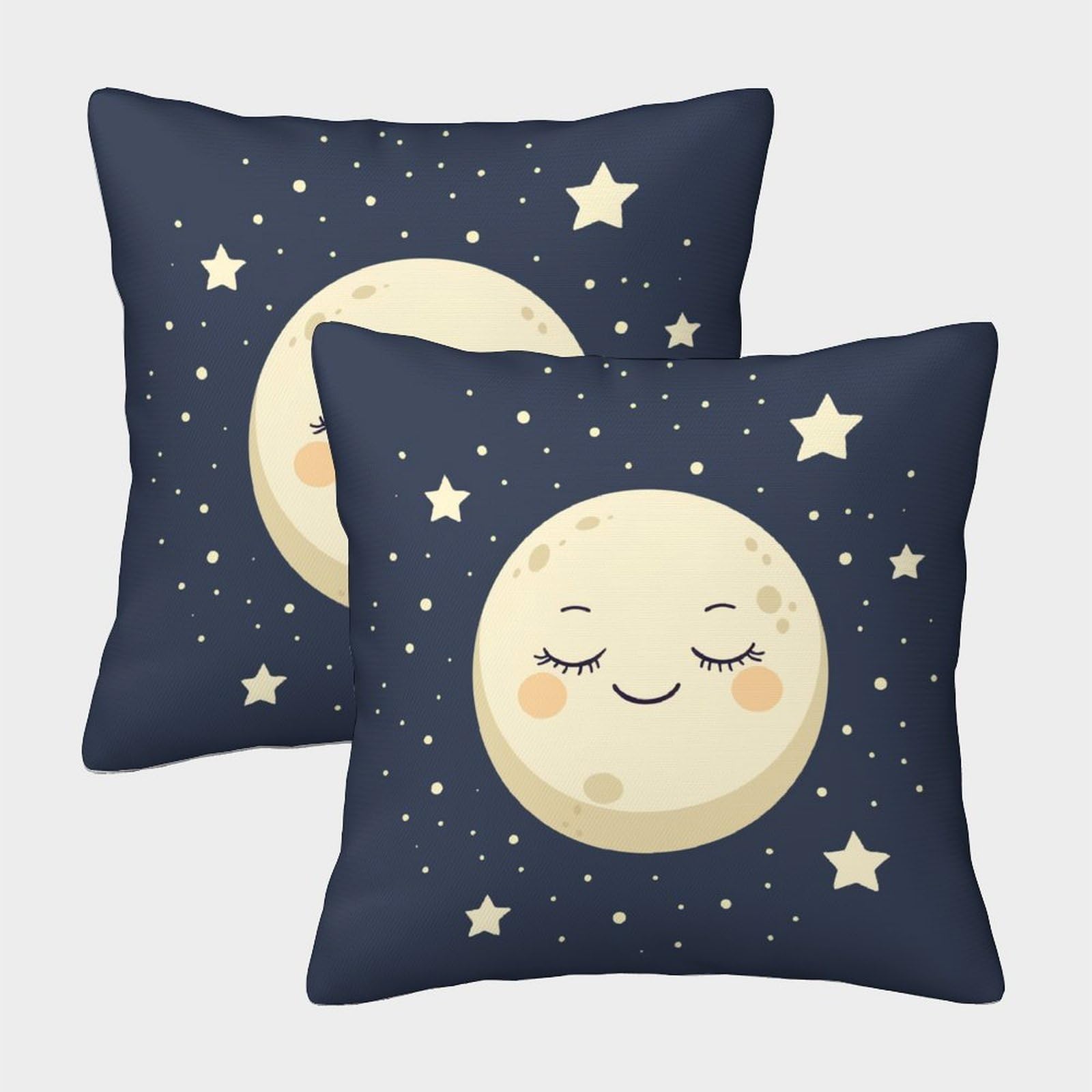 ChengzeTCo Stars And Moon Colorful Printed Square Throw Pillow Case Cushion Cover for Bedroom Home Decorative Cushion Present Throw 40x40cm,Pack of 2